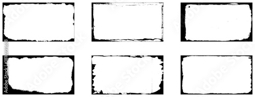 Grunge frames set templates. Retro textured overlays.