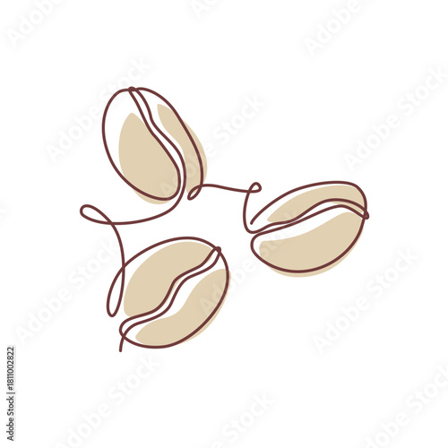Coffee beans one line drawing. Coffee beans single line illustration. Coffee beans minimalist line art. Coffee beans vector art