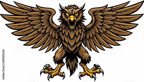 Majestic Eagle Talon Mascot with Spread Wings and Intense Gaze