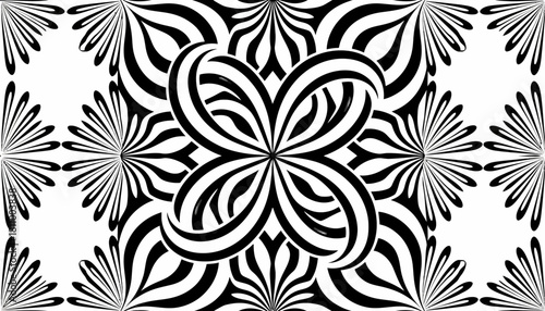 Elegant black and white floral pattern design, perfect for backgrounds and artistic applications