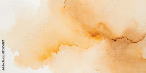 Antique brown parchment texture with vintage yellowed grunge paper background and abstract watercolor design