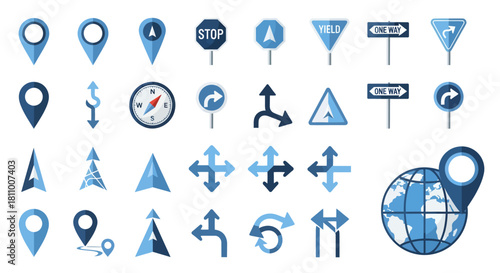 Navigation Icons and Directional Symbols A Collection for Mapping and Guidance