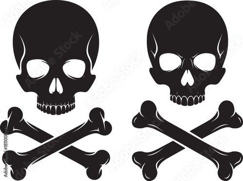 Two skulls and crossbones silhouette