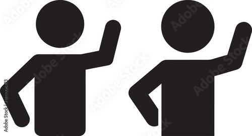 Two people waving silhouette