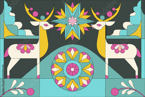 seamless pattern scandinavian christmas folk art