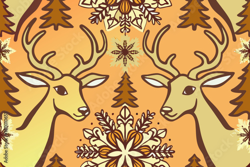 seamless pattern scandinavian christmas folk art