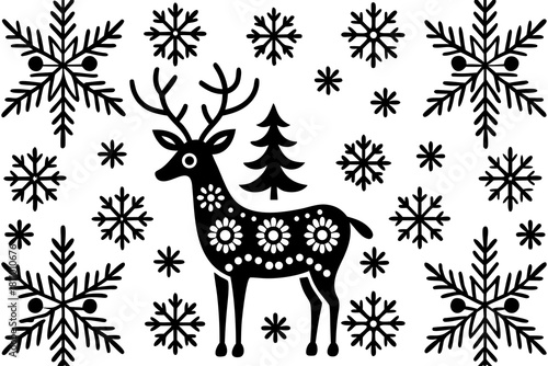 seamless pattern scandinavian christmas folk art