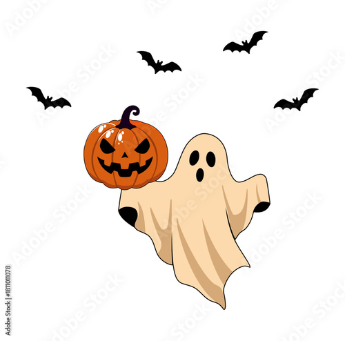  Cartoon Spooky Halloween Simple Logo Design Icon Digital