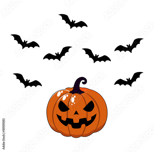 Cartoon Pumpkin Halloween Simple Logo Design Icon Digital