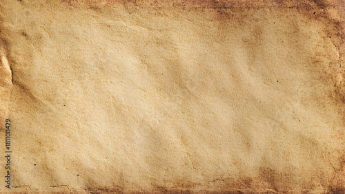 Old worn crumpled paper background. Vintage dirty sheet of parchment