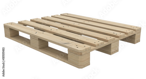 Wooden euro pallet for cargo transportation isolated on transparent background