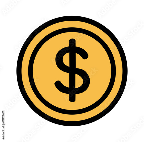 Cartoon Gold Coin Bank Simple Logo Design Icon Digital