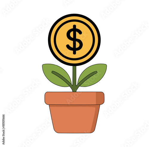 Cartoon Flower Bank Interest Simple Logo Design Icon Digital