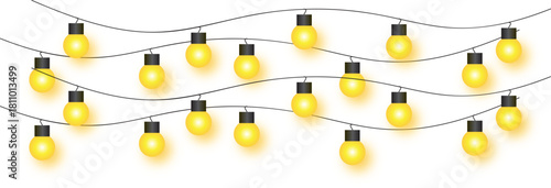 String Lights with Yellow Bulbs on White Background | Party Decoration for Celebrations, Events and Festive Occasions