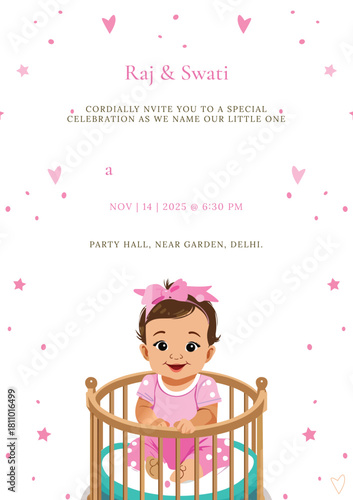 birthday baby poster girl cute invitation