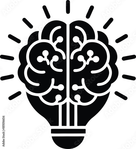 Human brain in lightbulb idea concept symbol of innovation and insight