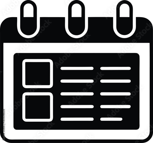 Calendar with tasks list icon on transparent background, organized schedule