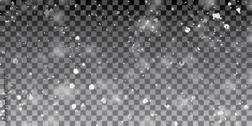 Snow blizzard, vector snow background. Snow png. Snowflakes, snowfall. White snowflakes fly in the air. Snow flakes.