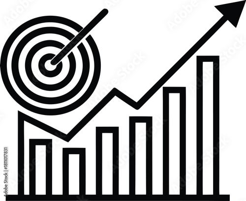 Growth target business chart icon vector illustration on transparent background