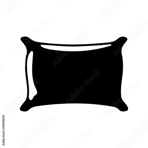 Black silhouette of a pillow; perfect for bed and sleep Vector