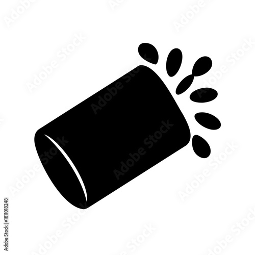 Tilted cup icon with spilling liquid; beverage pour Vector