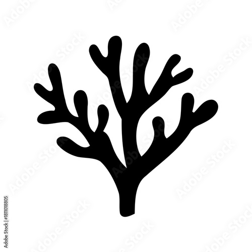 Stylized black silhouette of organic branched coral Vector