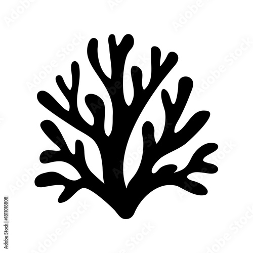 Simple black coral silhouette icon for marine design Vector