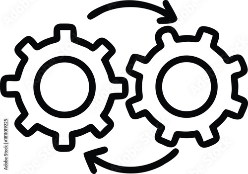 The icon features two interlocking gears, symbolizing a process or system.