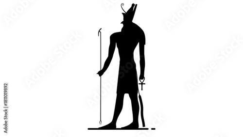 Ancient egypt god horus, black isolated silhouette