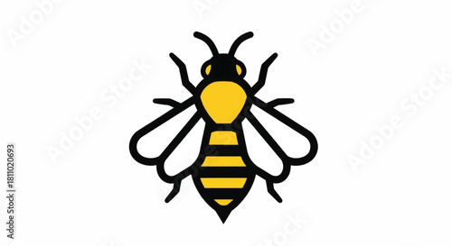 Stylized Bee Icon with Yellow and Black Stripes.