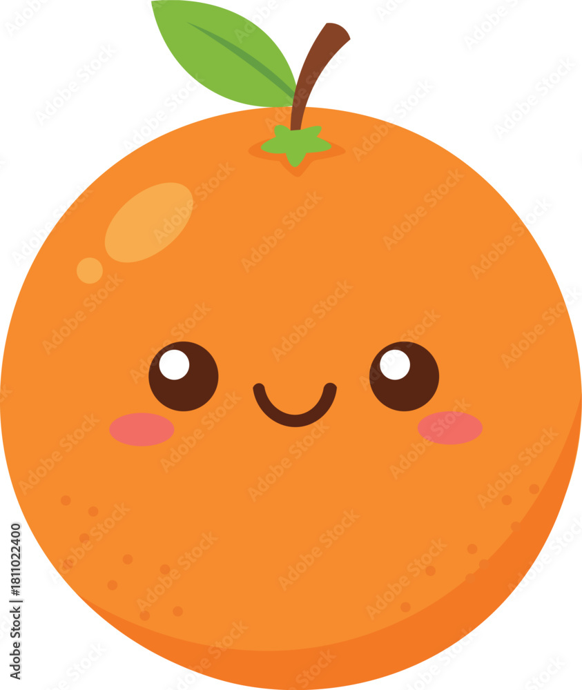 Obraz premium Cute Smiling Orange Fruit Character Cartoon 