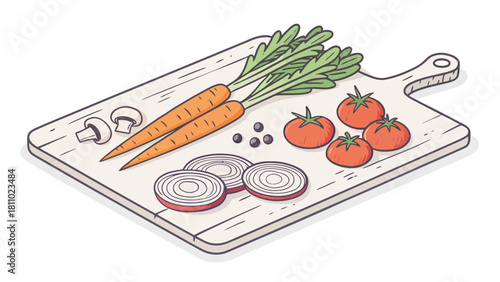 Fresh organic vegetables on wooden cutting board, ideal for healthy cooking recipes and nutritional content, emphasizing farm to table and vegetarian options