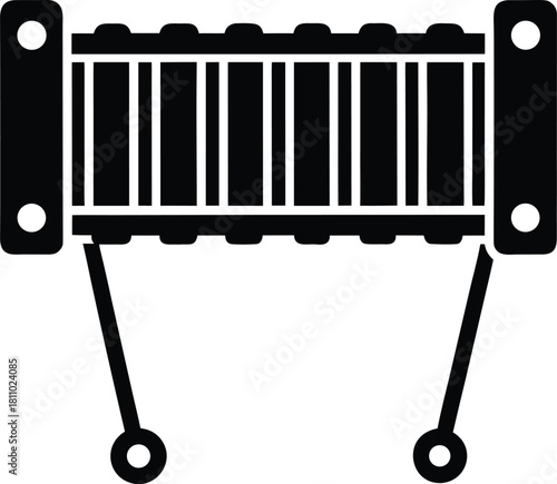 A black xylophone displayed on a transparent background for various uses