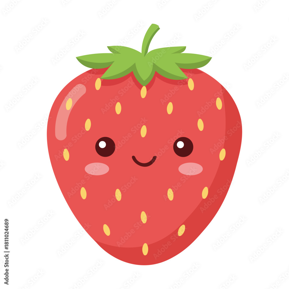 Obraz premium Cute Smiling Strawberry Cartoon Character
