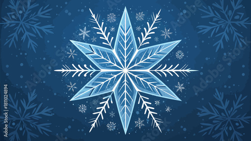 Elegant winter snowflake design, perfect for holiday promotions, seasonal greetings, or winter themed projects, with a crisp, clean, and festive style