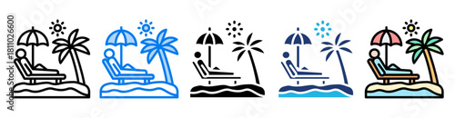 Relaxation icon set multiple style collection