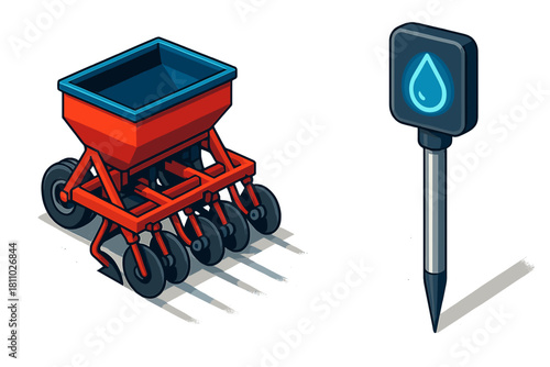 Isometric seed drill equipment and digital soil moisture sensor for modern precision farming