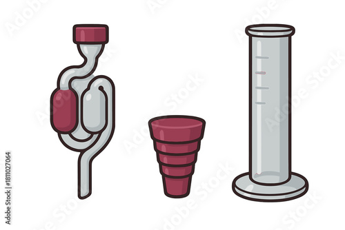 Essential home brewing equipment set including airlock, stepped bung, and measuring cylinder