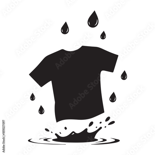 T-Shirt and Water Silhouette Dynamic Icon for Laundry, Cleaning, or Fabric Care.