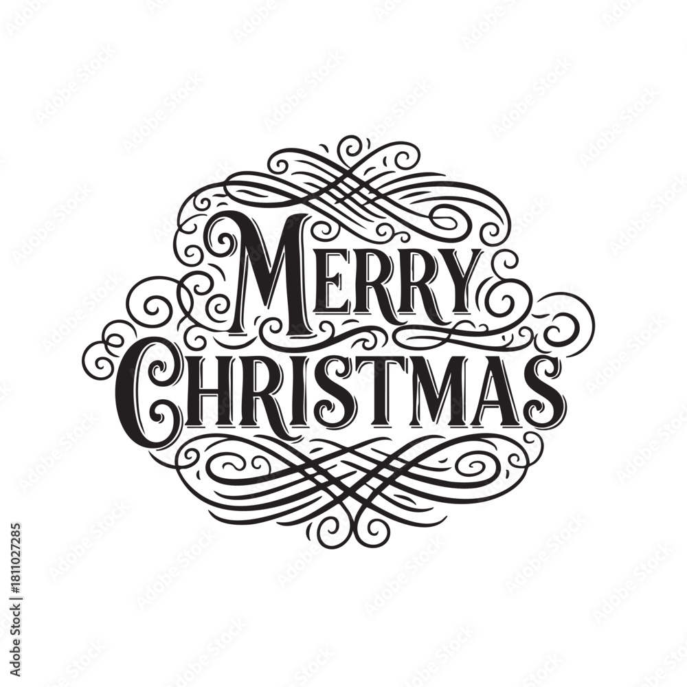 Obraz premium Merry christmas lettering for holiday season design