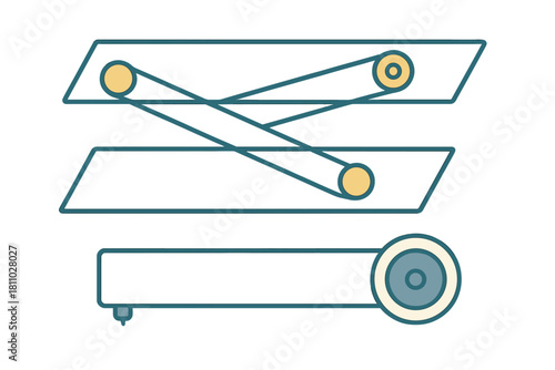 Detailed mechanical diagram showing the internal workings of a lifting platform or flatbed apparatus