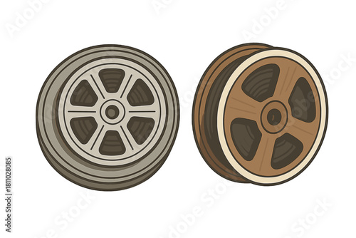 Classic movie film reels and spools representing vintage cinema production equipment