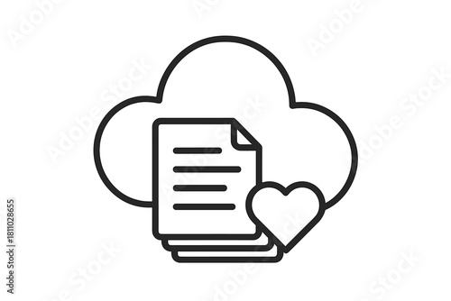 Outline symbol representing favorite documents saved securely in cloud storage or online service