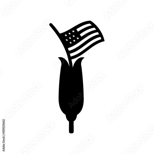 American flag emerging from corn cob in a graphic design Vector