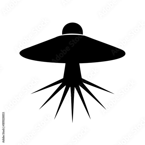 Minimalist alien spacecraft saucer icon graphic design Vector