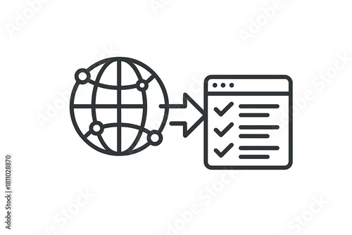Global network data transfer to completed checklist icon