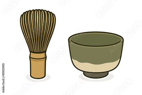 Matcha whisk and bowl set for traditional tea preparation tools