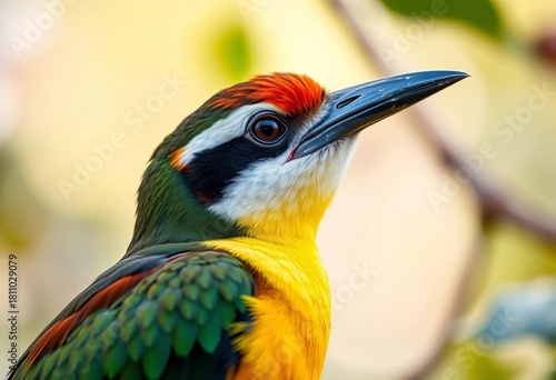 Close-up of a vibrant Baza bird in its natural habitat,  head,  wildlife
