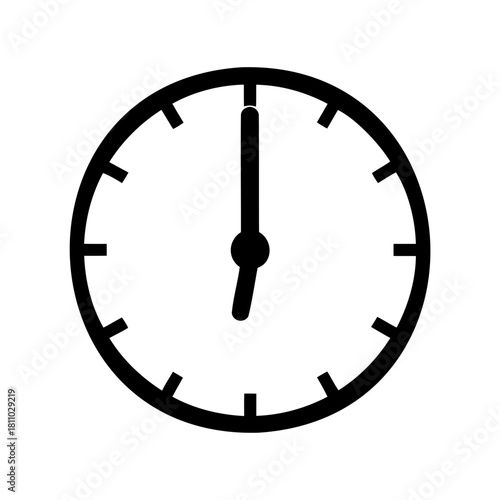 Simple black clock icon showing exactly seven o'clock Vector
