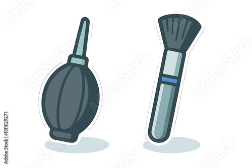 Camera maintenance accessories set with dust blower bulb and soft bristle brush